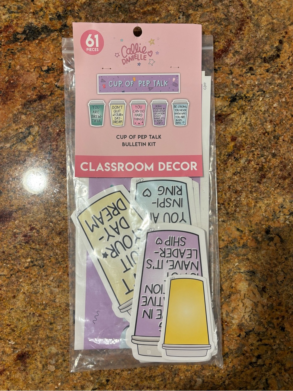 Callie Danielle 61 Piece Cup of Pep Talk Classroom Decor Bulletin Kit - New